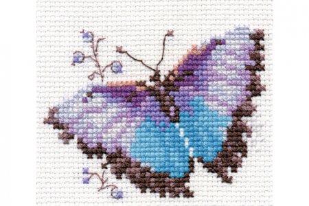 Набор для вышивания крестом АЛИСА Яркие бабочки. Голубая, 8*6см