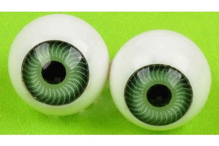 Глаза для игрушек с реалистичной радужкой и зрачком, зеленый, 13мм, 1пара
