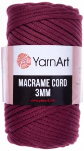 Пряжа YarnArt Macrame cord 3mm бордо (781), 60%хлопок/40%полиэстер/вискоза, 85м, 250г