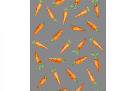Ткань вафельное полотно ТХБК Морковки серый (29126-3), 50см, 5м