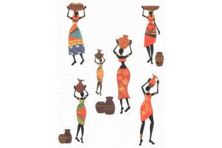 Натирка переводная CADENCE Африканские женщины с кувшинами, цветной, 17*25см