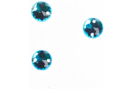 Стразы пришивные АСТРА, акрил, круглые, голубой(32), 8мм, 1шт
