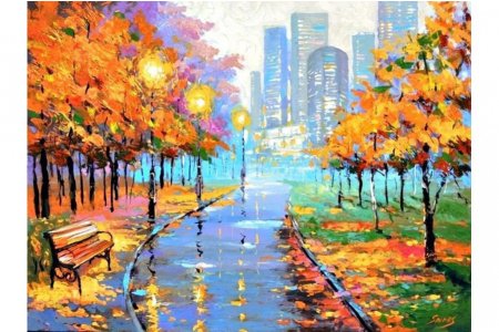 Мозаичная картина стразами АЛМАЗНАЯ ЖИВОПИСЬ Осенний город