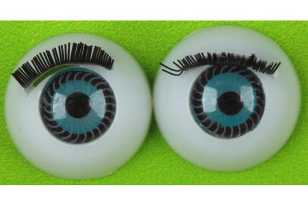 Глаза для кукол пластиковые круглые с ресничками, голубые, 12мм, 1пара