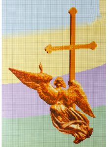 Схема для вышивки крестом цветная, Ангел на шпиле собора, 30*42см