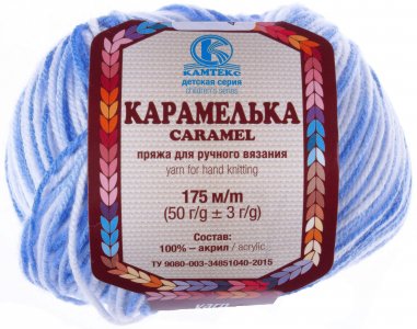 Пряжа Камтекс Карамелька принт белый-голубой (238), 100%акрил, 175м, 50г