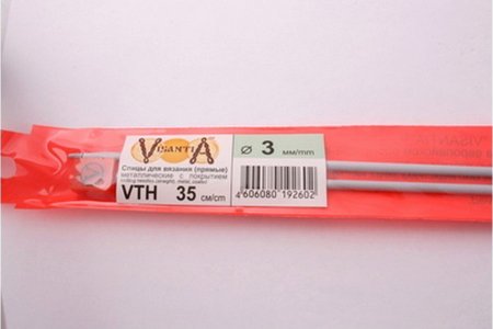 Спицы для вязания прямые VISANTIA металлические, d3мм, 35см