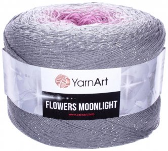 Пряжа YarnArt Flowers Moonlight серый-белый-розовый (3293), 53%хлопок/43%акрил/4%металлик, 1000м, 260г