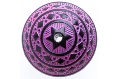 Бусина пластиковая АСТРА круглая, рельефный орнамент, фиолетовый(007), 28*21мм