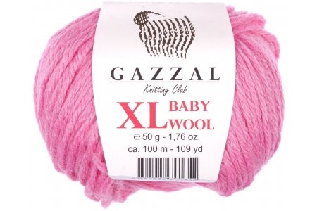 Пряжа Gazzal Baby Wool XL темно-розовый (831), 40%шерсть мериноса/20%кашемирПА/40%акрил, 100м, 50г