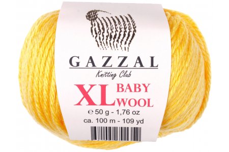 Пряжа Gazzal Baby Wool XL желтый (812), 40%шерсть мериноса/20%кашемирПА/40%акрил, 100м, 50г