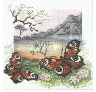 Набор для вышивания крестом РТО Из серии Бабочки, Павлиний глаз, 30*30см