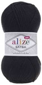 Пряжа Alize Extra чёрный (60), 100%акрил, 220м, 100г