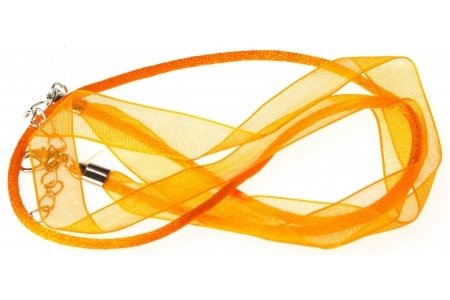 Шнур комбинированный ZLATKA с лентой, с замком, оранжевый, 45см