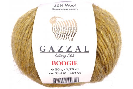 Пряжа Gazzal Boogie горчица (2150), 30%шерсть мериноса/10%полиамид/60%акрил, 150м, 50г