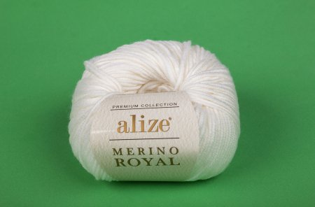 Пряжа Alize Merino royal белый (55), 100%шерсть, 100м, 50г