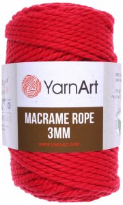 Пряжа YarnArt Macrame Rope 3mm красный (773), 60%хлопок/ 40%вискоза/полиэстер, 63м, 250г