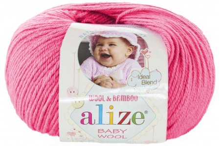 Пряжа Alize Baby Wool темно-розовый (33), 40%шерсть/20%бамбук/40%акрил, 175м, 50г