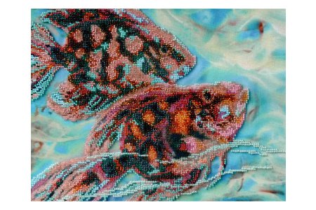 Набор для вышивания бисером ЧАРИВНА МИТЬ Рыбки, с нанесенным рисунком, 29,5*21,5см