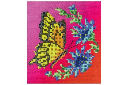 Ткань с рисунком для вышивки бисером КАРОЛИНКА Бабочка, 13*16см