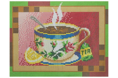 Ткань с рисунком для вышивки бисером КАРОЛИНКА Чашка чая, 18,5*25см