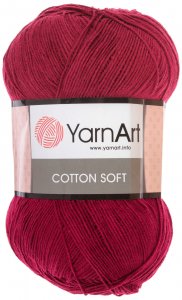 Пряжа YarnArt Cotton soft бордовый (66), 55%хлопок/45%полиакрил, 600м, 100г