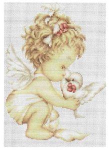 Набор для вышивания крестом Luca-s Ангелочек с голубями, 15,5*24.5см
