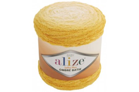Пряжа Alize Softy plus ombre batik желтый (7285), 100%микрополиэстер, 600м, 500г