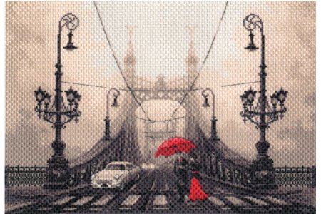 Канва с рисунком для вышивки крестом МАТРЕНИН ПОСАД Туманный вечер в Будапеште, 28*40см