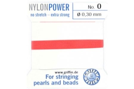 Нить нейлоновая GRIFFIN Nylon Power, на картоне, игла, красный, толщина 0,3мм, 2м