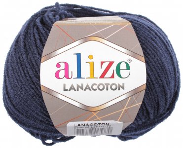 Пряжа Alize Lanacoton темно-синий (58), 26%шерсть/26%хлопок/48%акрил, 160м, 50г