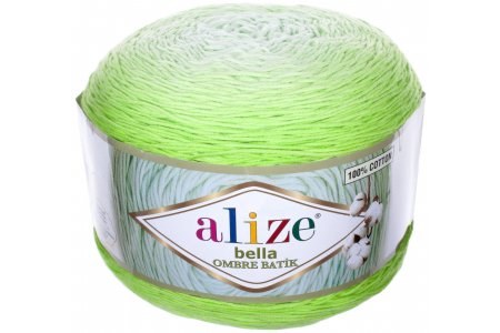 Пряжа Alize Bella ombre Batik салатовый (7412), 100%хлопок, 900м, 250г