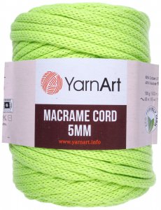 Пряжа YarnArt Macrame cord 5mm ярко-салатовый (801), 60%хлопок/40%полиэстер/вискоза, 85м, 500г