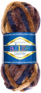 Пряжа Alize Country беж-синий-коричневый (5666), 20%шерсть/55%акрил/25%полиамид, 34м, 100г