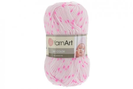 Пряжа Yarnart Baby Color белый-розовая крапинка (5113), 100%акрил, 150м, 50г