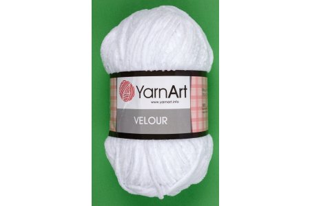 Пряжа YarnArt Velour белый (840), 100%микрополиэстер, 170м, 100г
