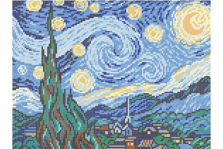 Ткань с рисунком для вышивки бисером/крестом КАРОЛИНКА Ван Гог Звездная ночь, 27,5*35,7см
