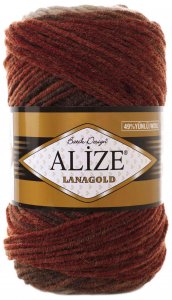Пряжа Alize Lanagold Batik терракот-коричневый-серый-норка (4842), 51%акрил/49%шерсть, 240м, 100г