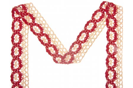 Кружево вязаное АСТРА металлизированное красный, 25мм, 1м