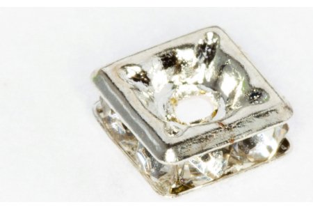 Бусина металлическая GLOREX Рондель квадрат, кристальный, 5*5*2,5мм
