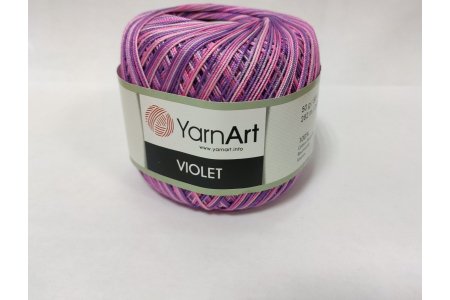 Пряжа YarnArt Violet Melange белый-розовый-сиреневый (508), 100%мерсеризованный хлопок, 282м, 50г