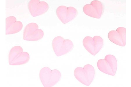 Лист из ткани Сердце, розовый, 4см