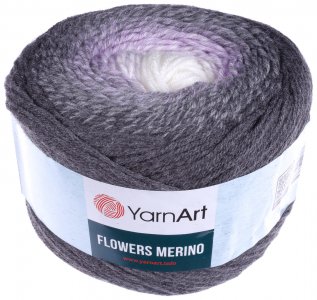 Пряжа Yarnart Flowers Merino серый-сиреневый (547), 25%шерсть/75%акрил, 590м, 225г