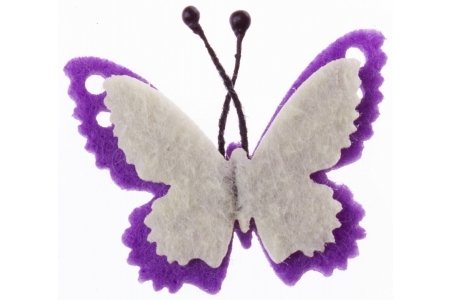 Украшение из фетра GLOREX Бабочка лиловый-белый, 4*3,5см