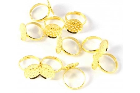 Заготовка для кольца ZLATKA, золото, регулируемый размер, 16мм, 1шт