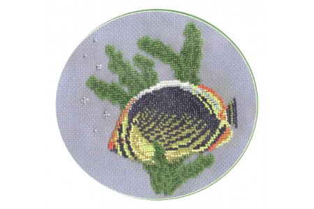 Набор для вышивания бисером КЛАРТ Рыбка-бабочка, 15*15см
