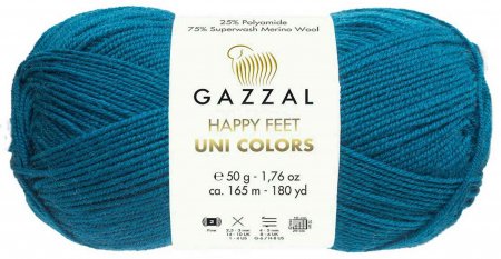 Пряжа Gazzal Happy feet Uni Colors морская волна (3563), 75%мериносовая шерсть/25%полиамид, 165м, 50г