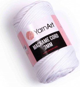 Пряжа YarnArt Macrame cord 3mm белый (751), 60%хлопок/40%полиэстер/вискоза, 85м, 250г