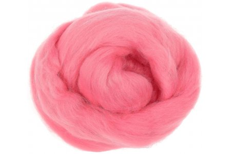 Шерсть для валяния ТРОИЦКАЯ тонкая розовый (0160), 100%шерсть, 100г