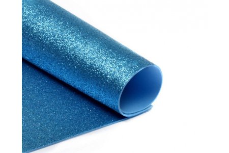 Фоамиран с глиттером, голубой (H016), 2мм, 20*30см